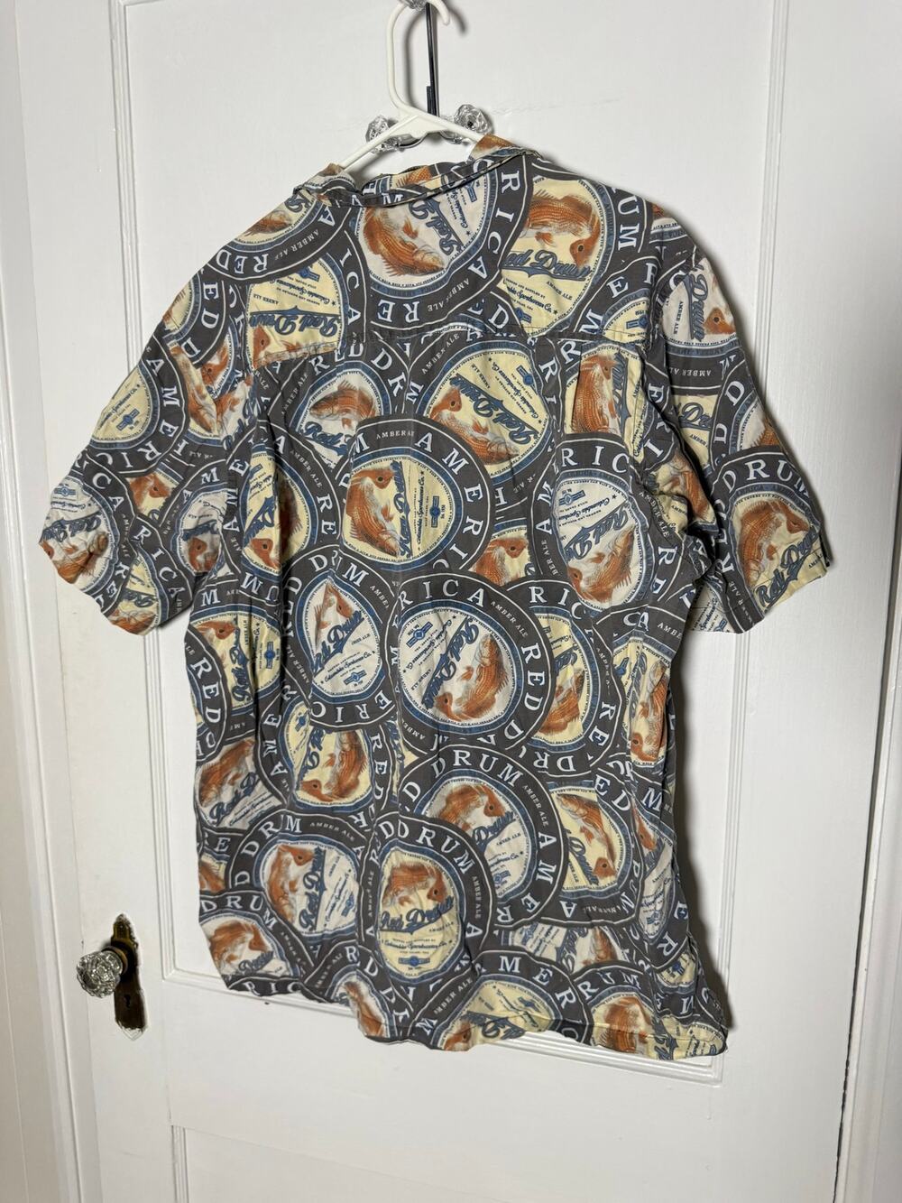 Columbia River Lodge Shirt Mens LG Fish All Over Print Button Up Fishing